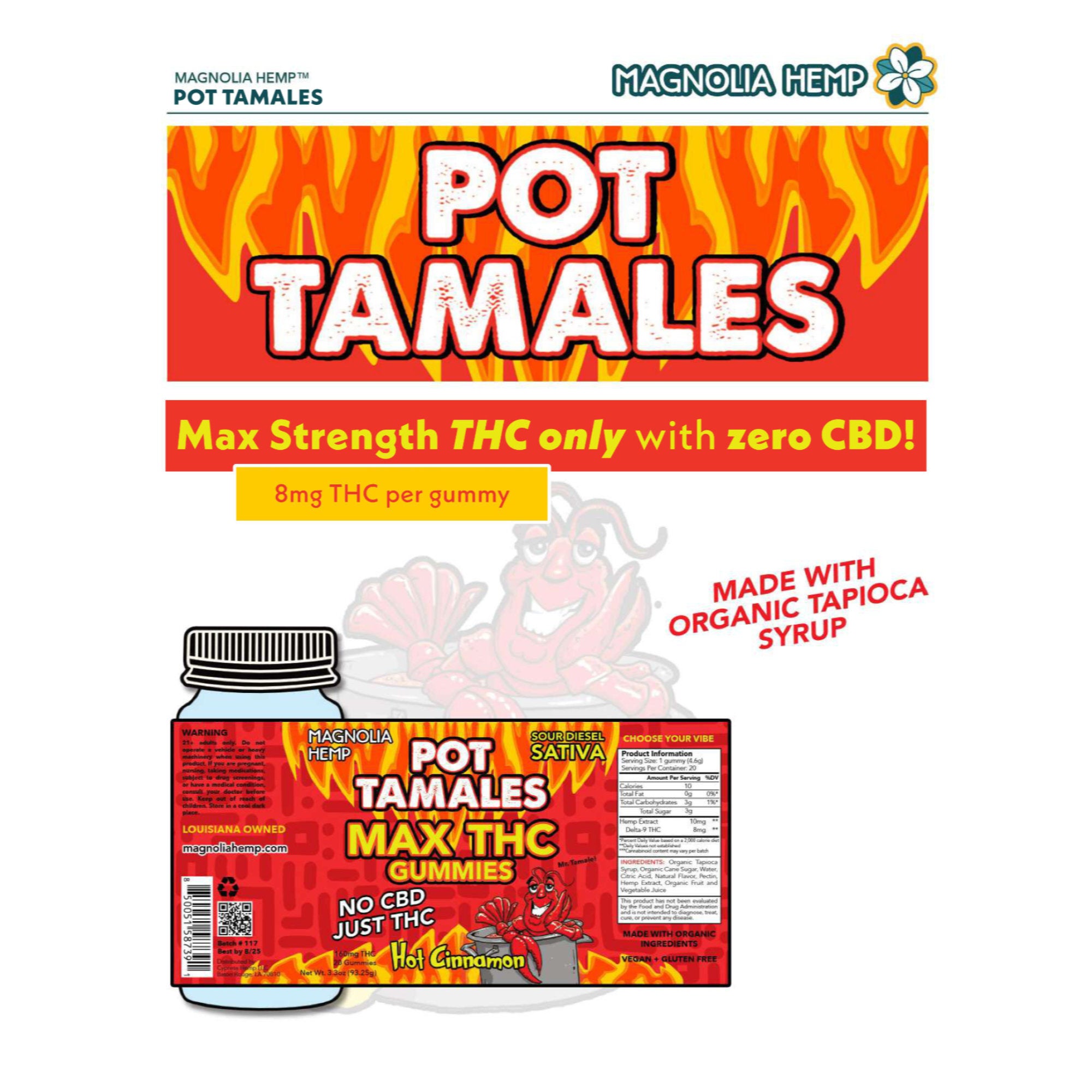 Magnolia Hemp Pot Tamales 160mg THC Hot Cinnamon Coffee & The Pot